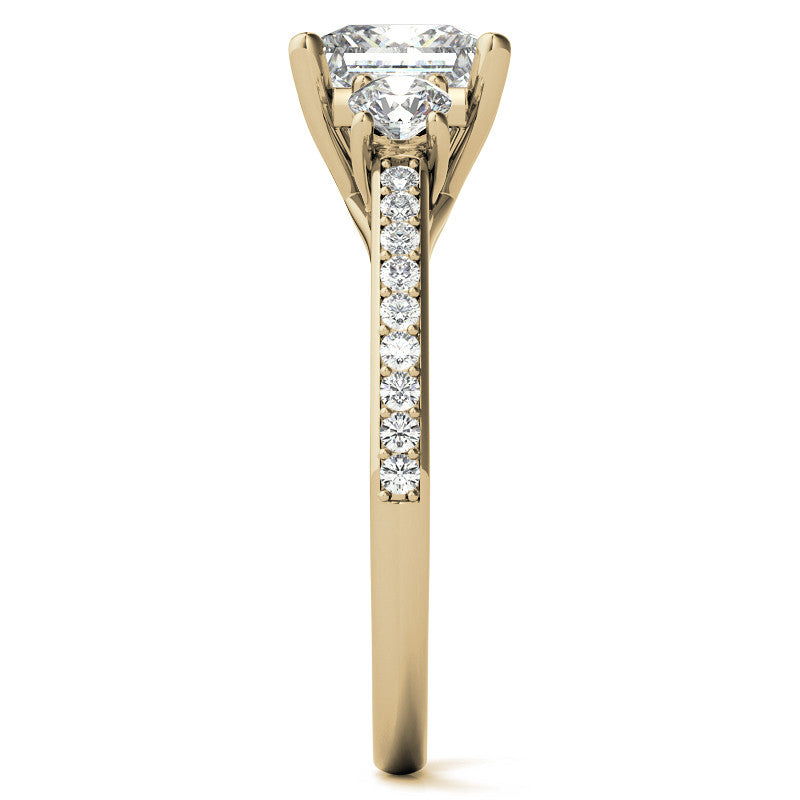 Princess cut Moissanite 3-Stone Engagement Ring