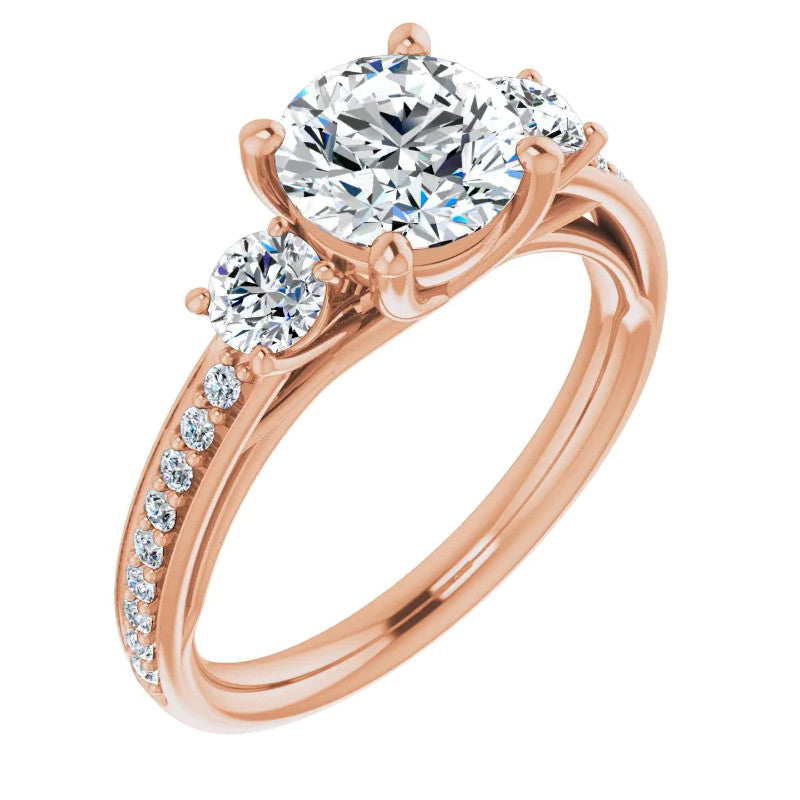 Round Three-Stone Moissanite Engagement Ring