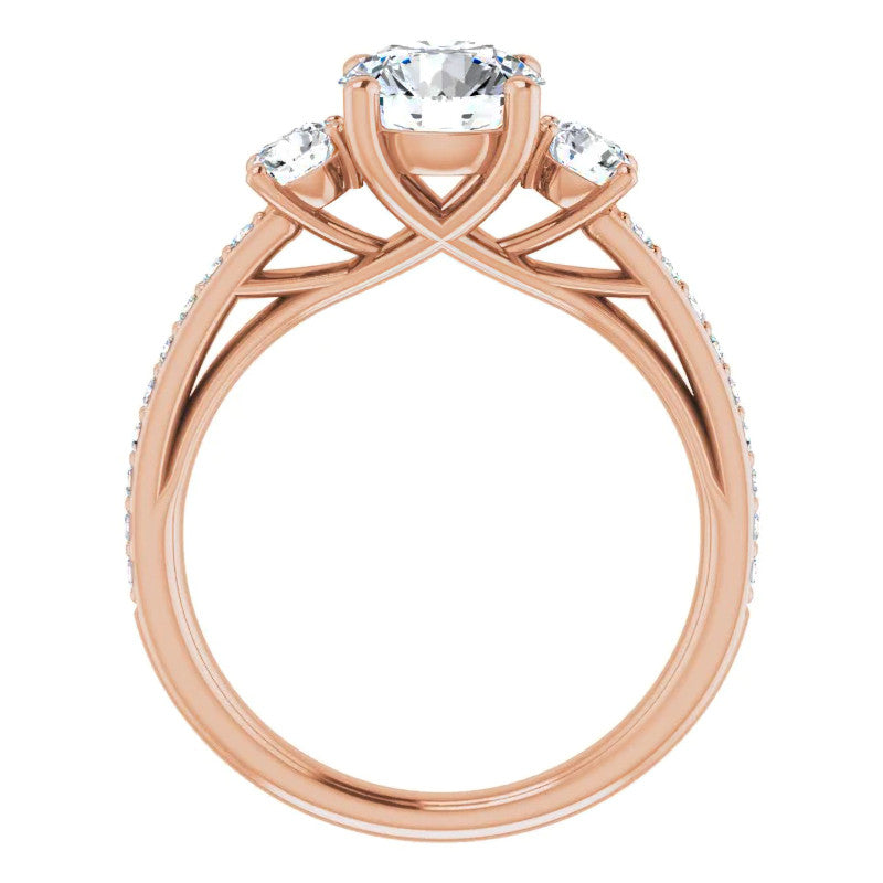 Round Three-Stone Moissanite Engagement Ring