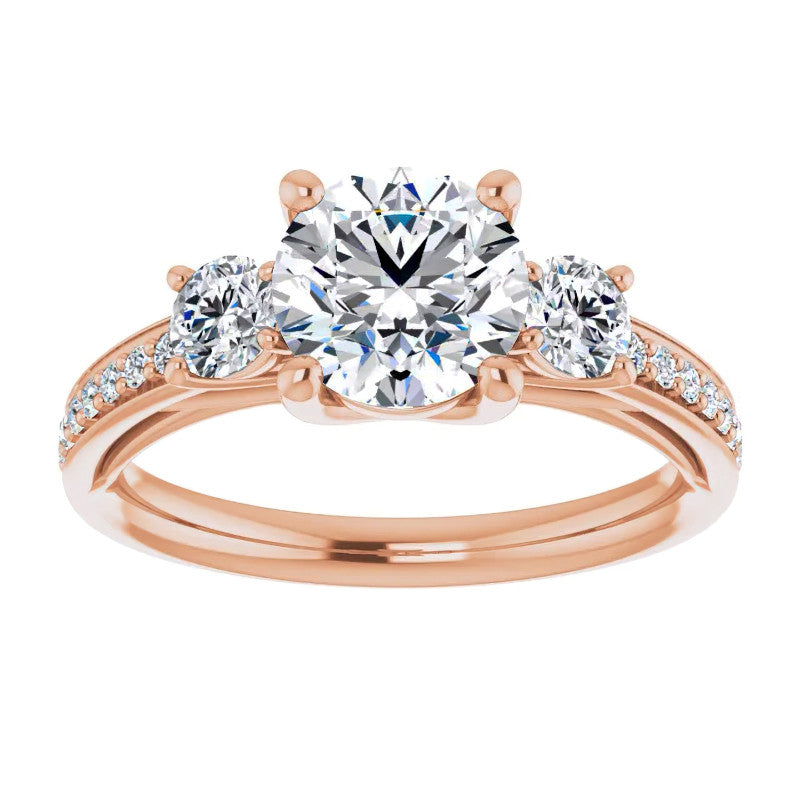 Round Three-Stone Moissanite Engagement Ring