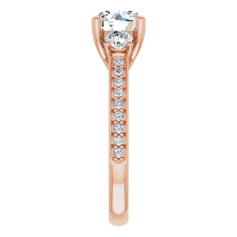 Round Three-Stone Moissanite Engagement Ring