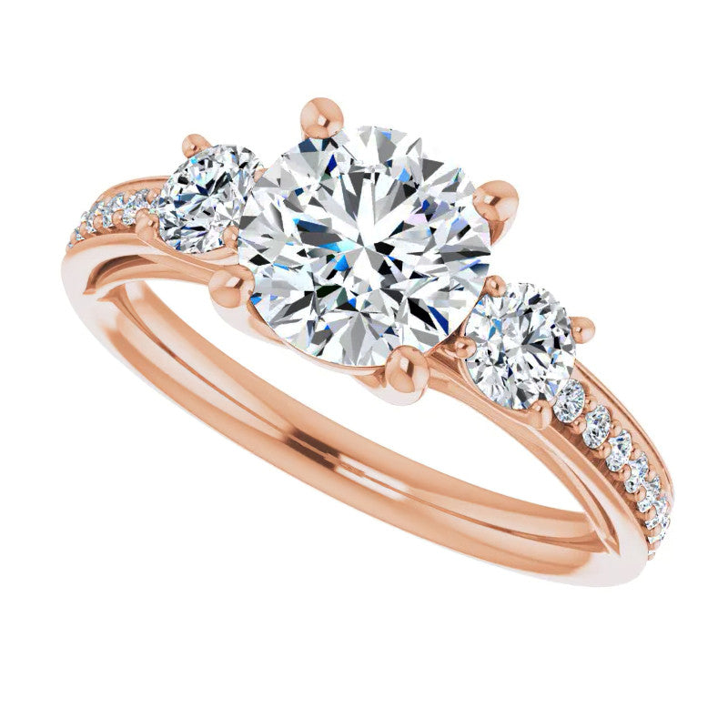 Round Three-Stone Moissanite Engagement Ring