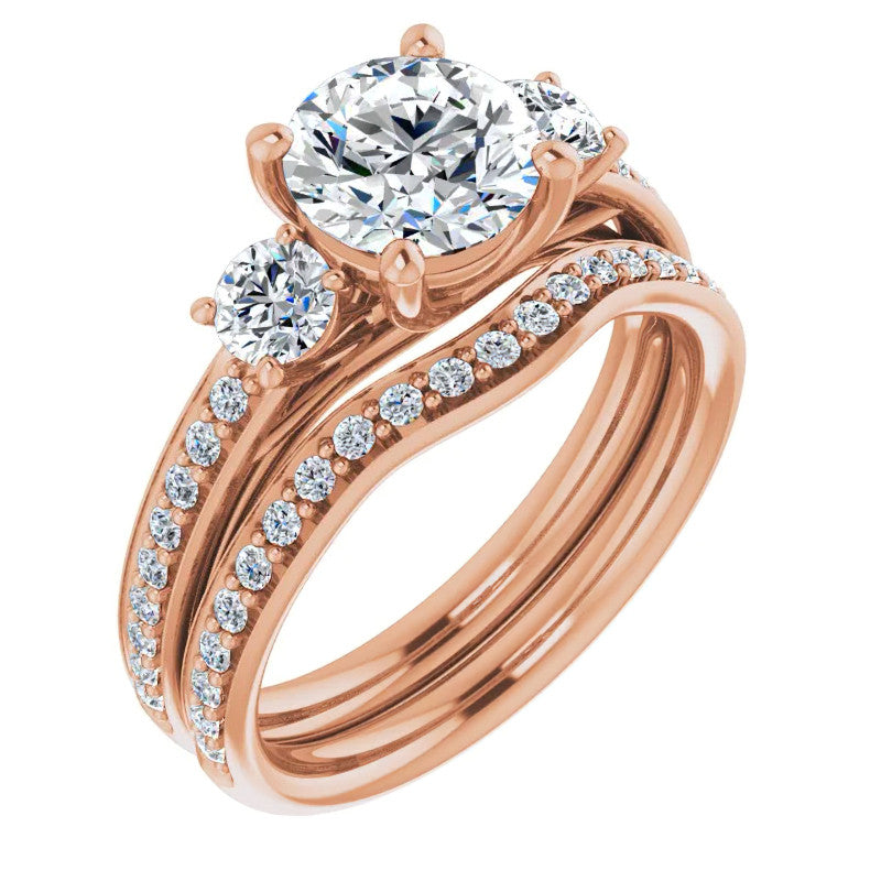 Round Three-Stone Moissanite Engagement Ring