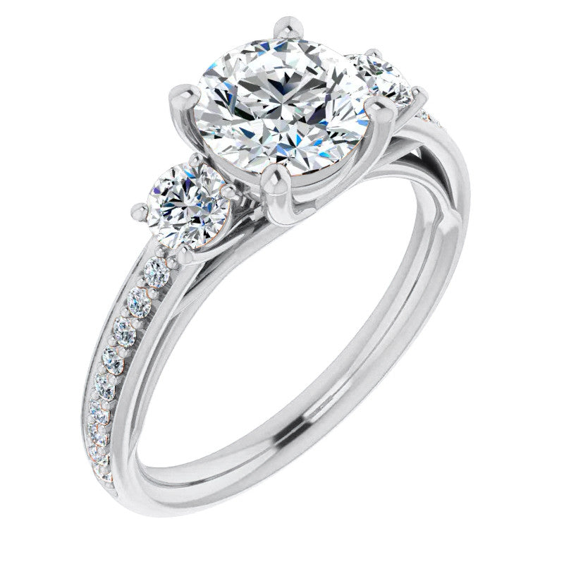 Round Three-Stone Moissanite Engagement Ring
