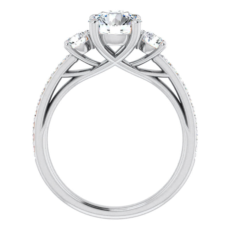 Round Three-Stone Moissanite Engagement Ring