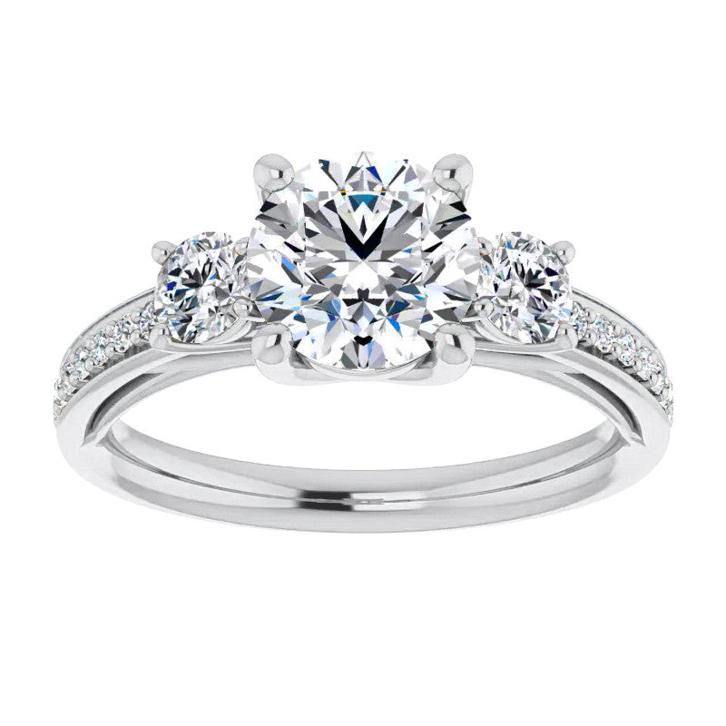 Round Three-Stone Moissanite Engagement Ring