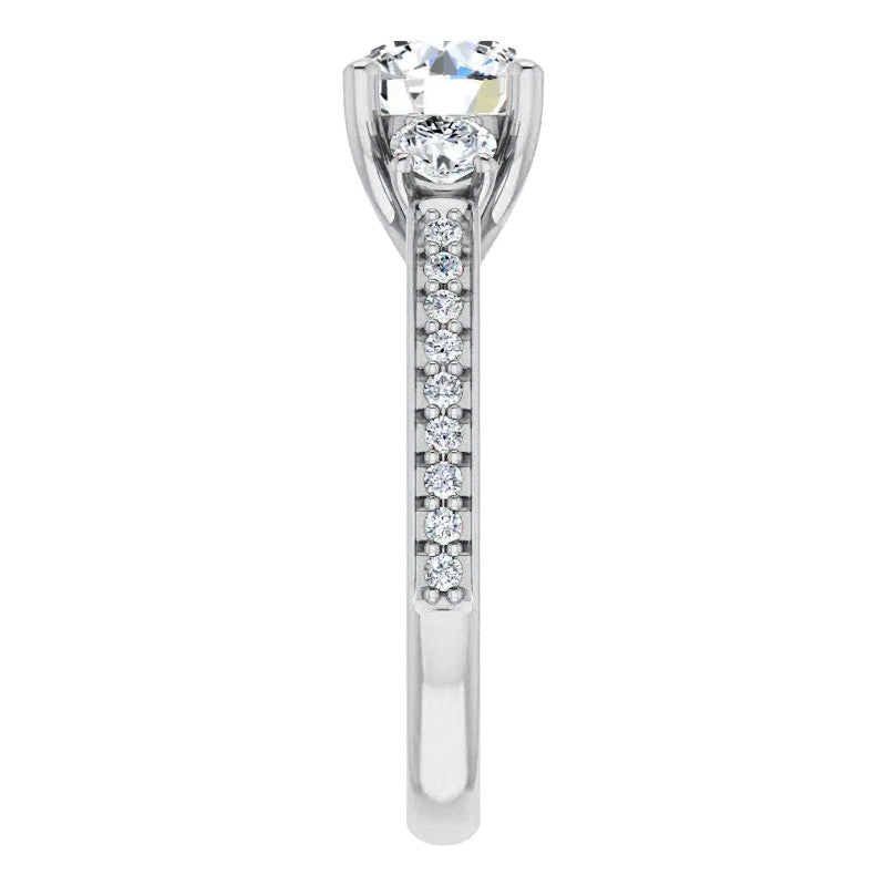 Round Three-Stone Moissanite Engagement Ring