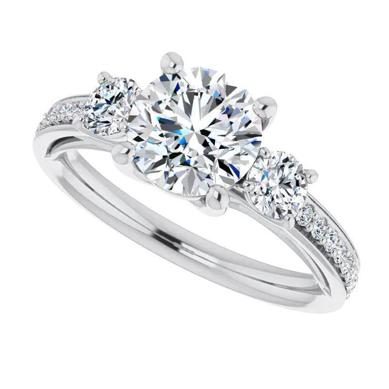 Round Three-Stone Moissanite Engagement Ring