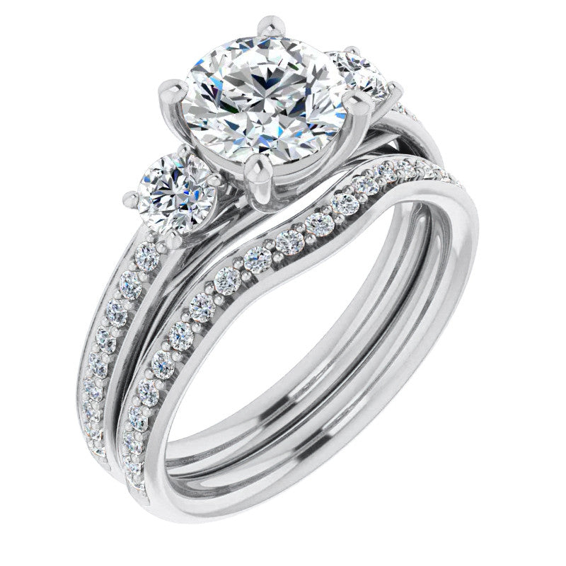 Round Three-Stone Moissanite Engagement Ring