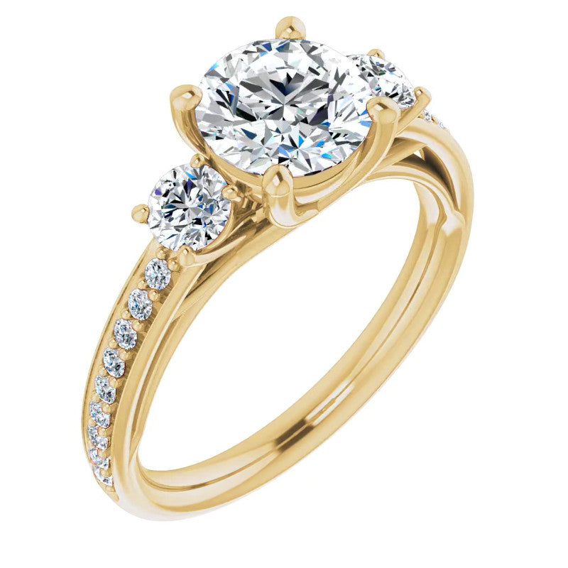 Round Three-Stone Moissanite Engagement Ring