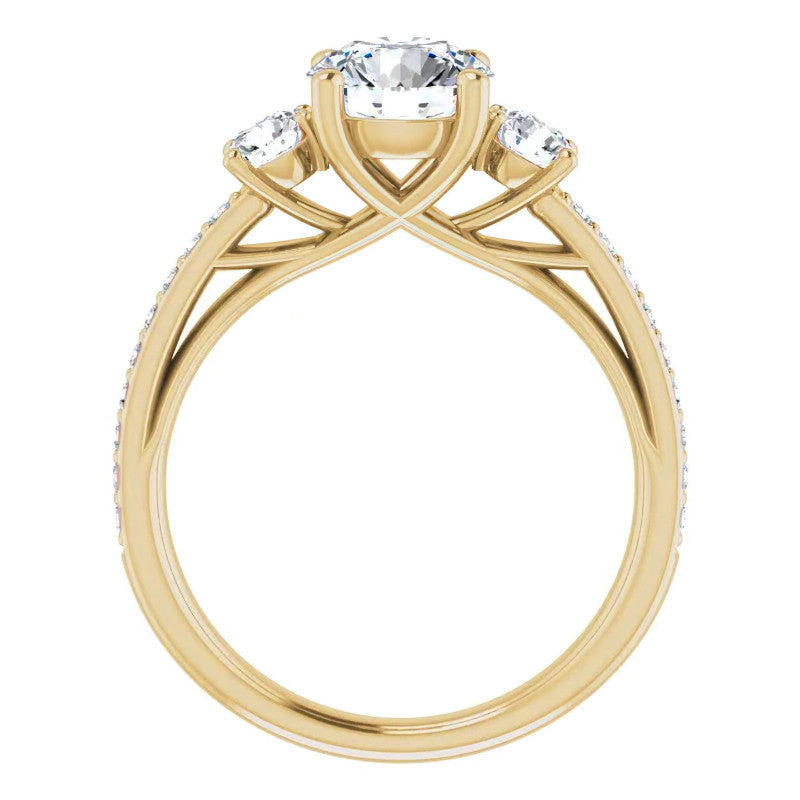 Round Three-Stone Moissanite Engagement Ring
