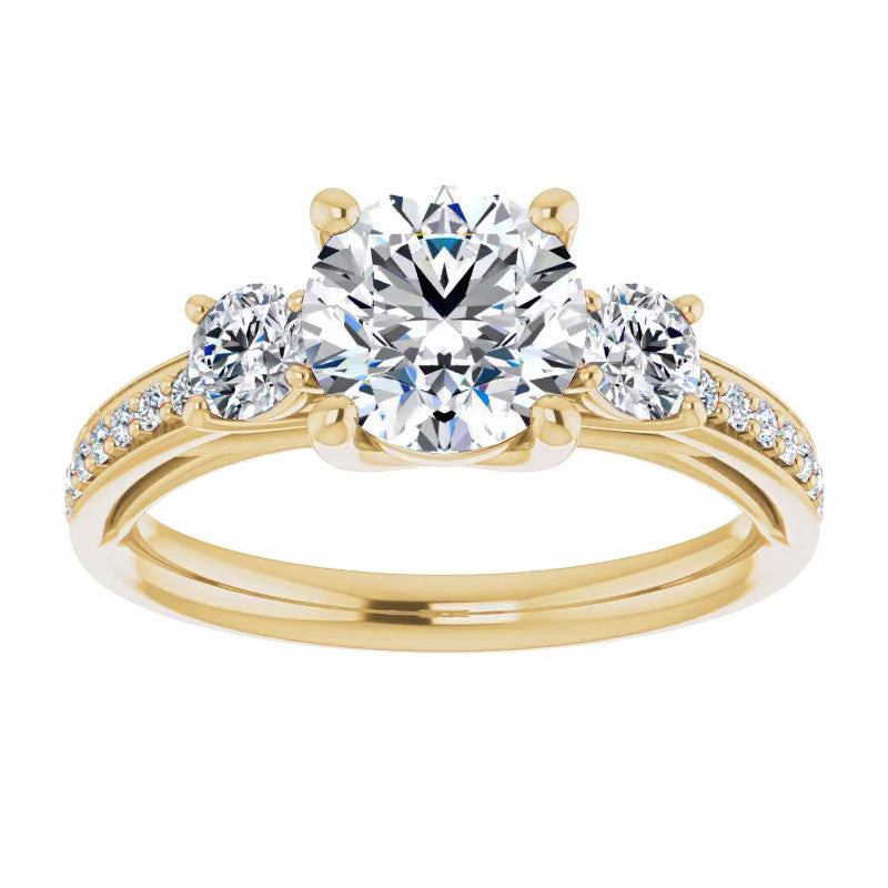 Round Three-Stone Moissanite Engagement Ring
