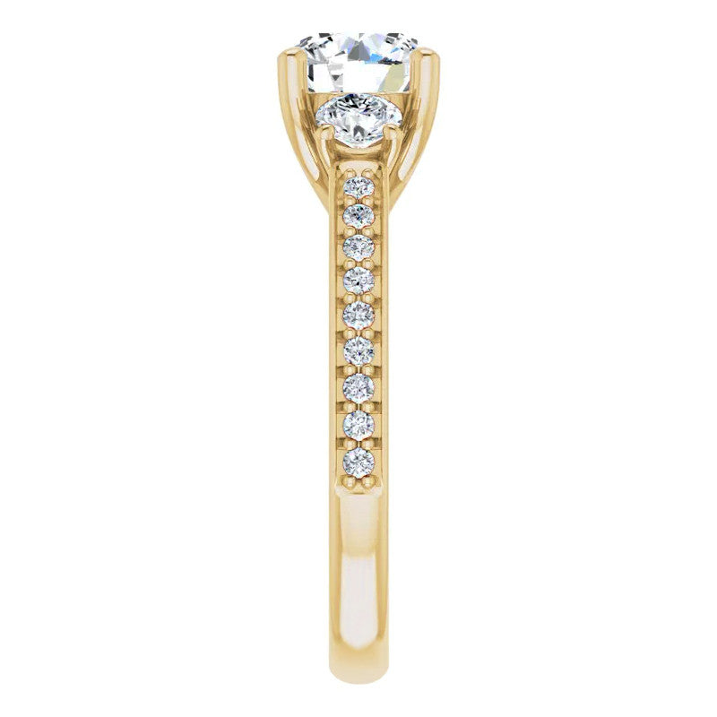 Round Three-Stone Moissanite Engagement Ring