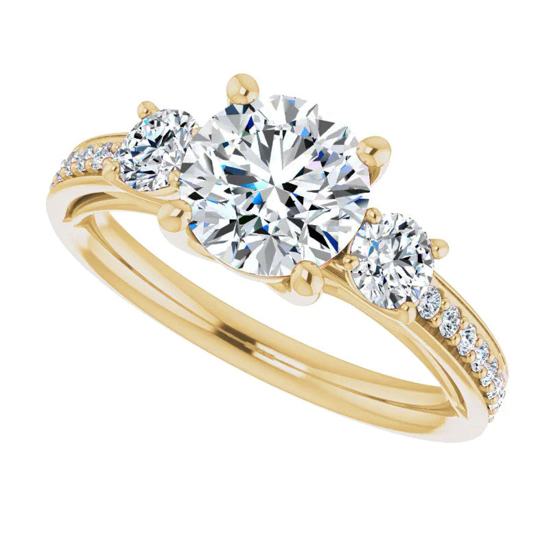 Round Three-Stone Moissanite Engagement Ring