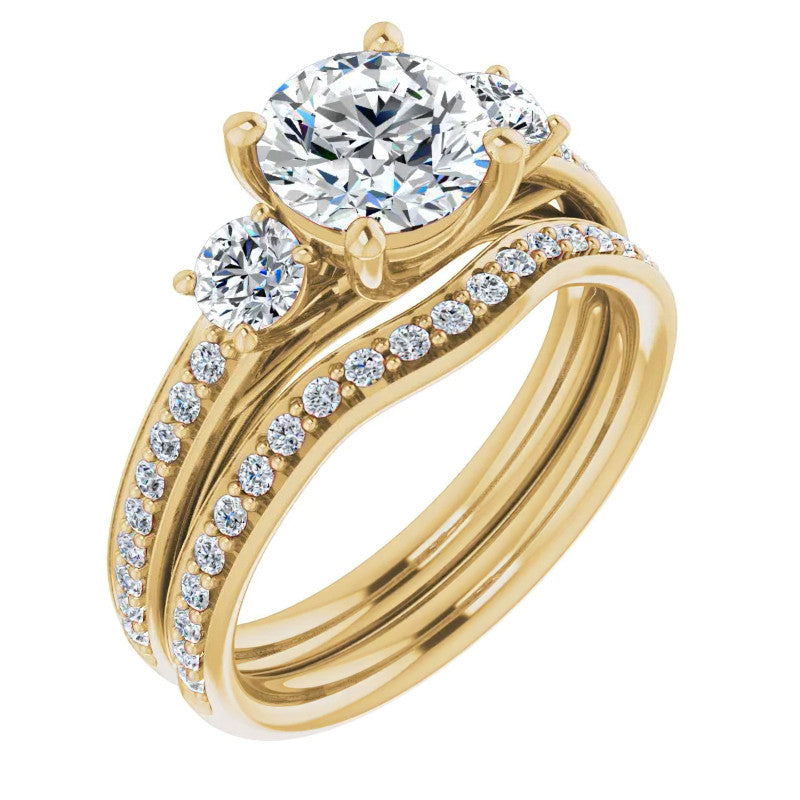Round Three-Stone Moissanite Engagement Ring