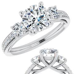 Round Three-Stone Moissanite Engagement Ring