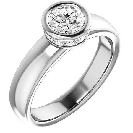 Round Bezel Moissanite Engagement Ring
