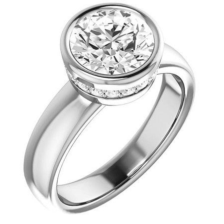 Round Bezel Moissanite Engagement Ring