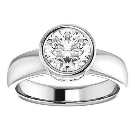 Round Bezel Moissanite Engagement Ring