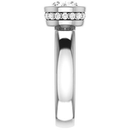 Round Bezel Moissanite Engagement Ring