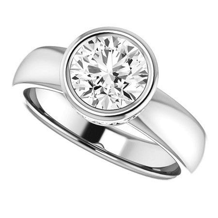 Round Bezel Moissanite Engagement Ring