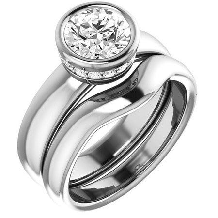 Round Bezel Moissanite Engagement Ring