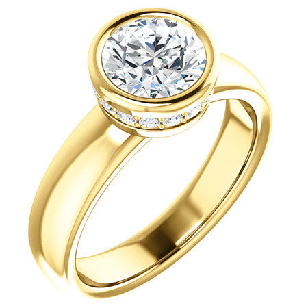 Round Bezel Moissanite Engagement Ring