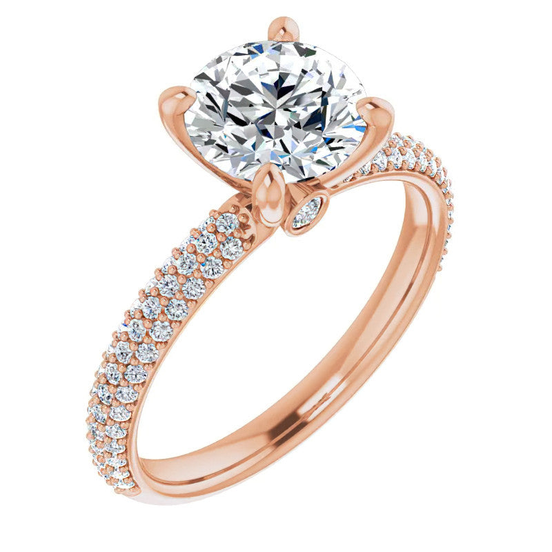 Round Pave Moissanite Engagement Ring