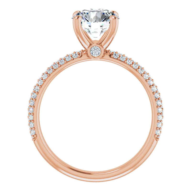 Round Pave Moissanite Engagement Ring