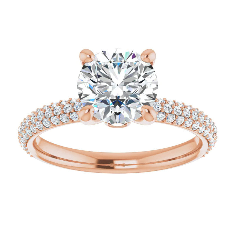 Round Pave Moissanite Engagement Ring
