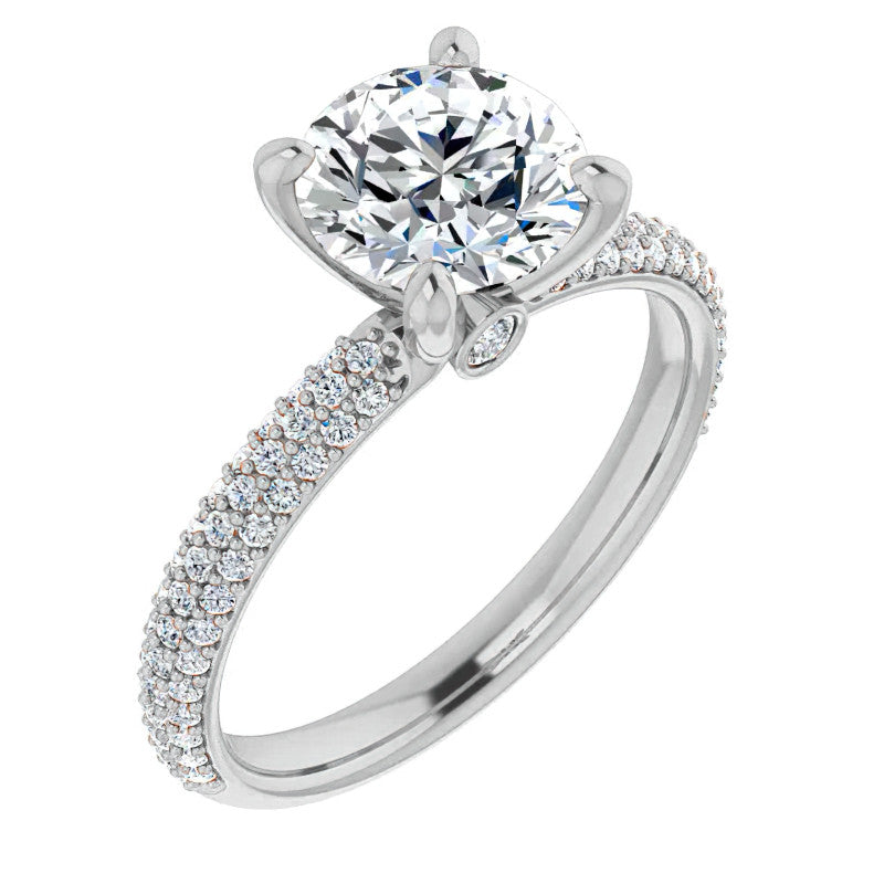 Round Pave Moissanite Engagement Ring