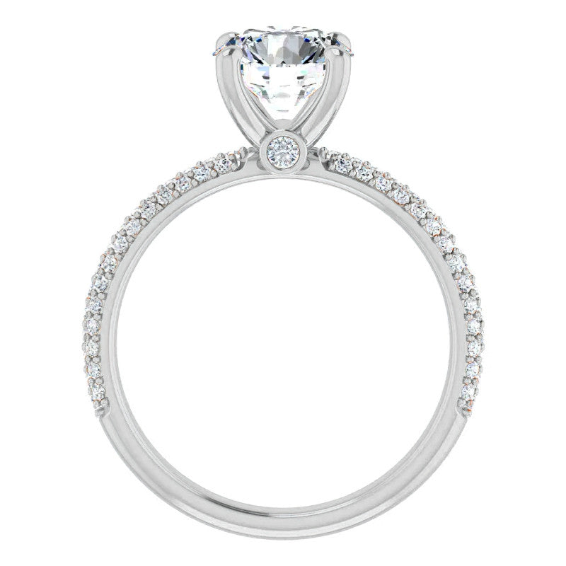 Round Pave Moissanite Engagement Ring