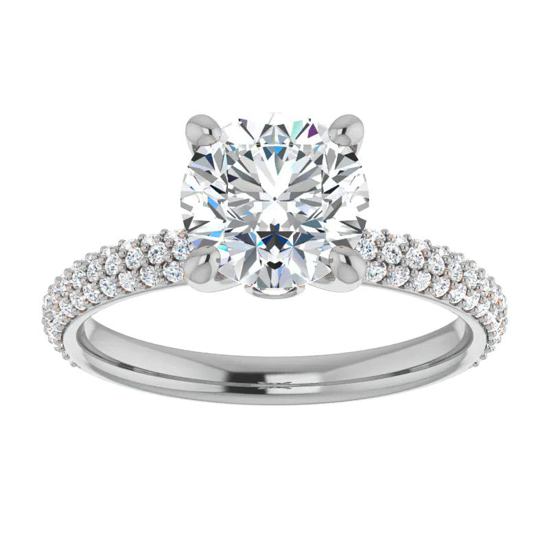 Round Pave Moissanite Engagement Ring