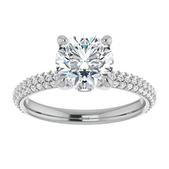 Round Pave Moissanite Engagement Ring