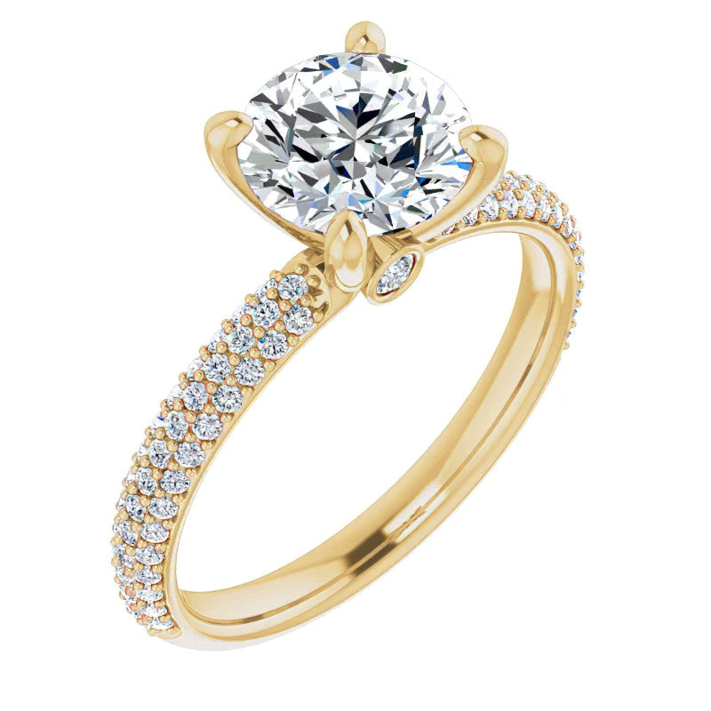 Round Pave Moissanite Engagement Ring