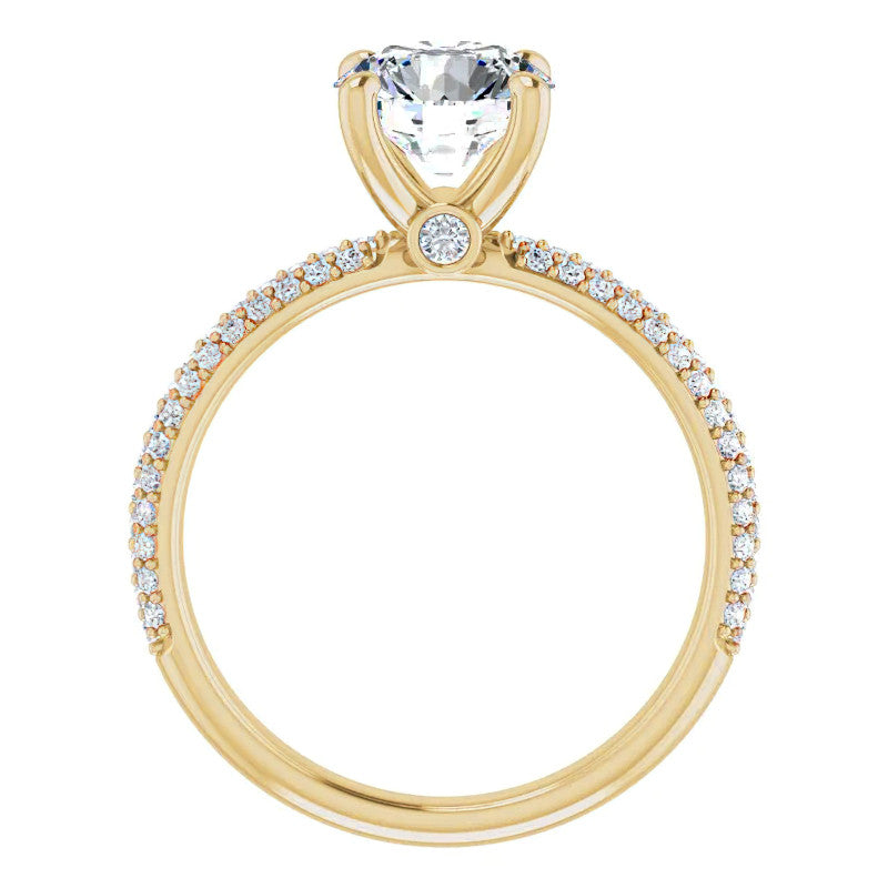 Round Pave Moissanite Engagement Ring