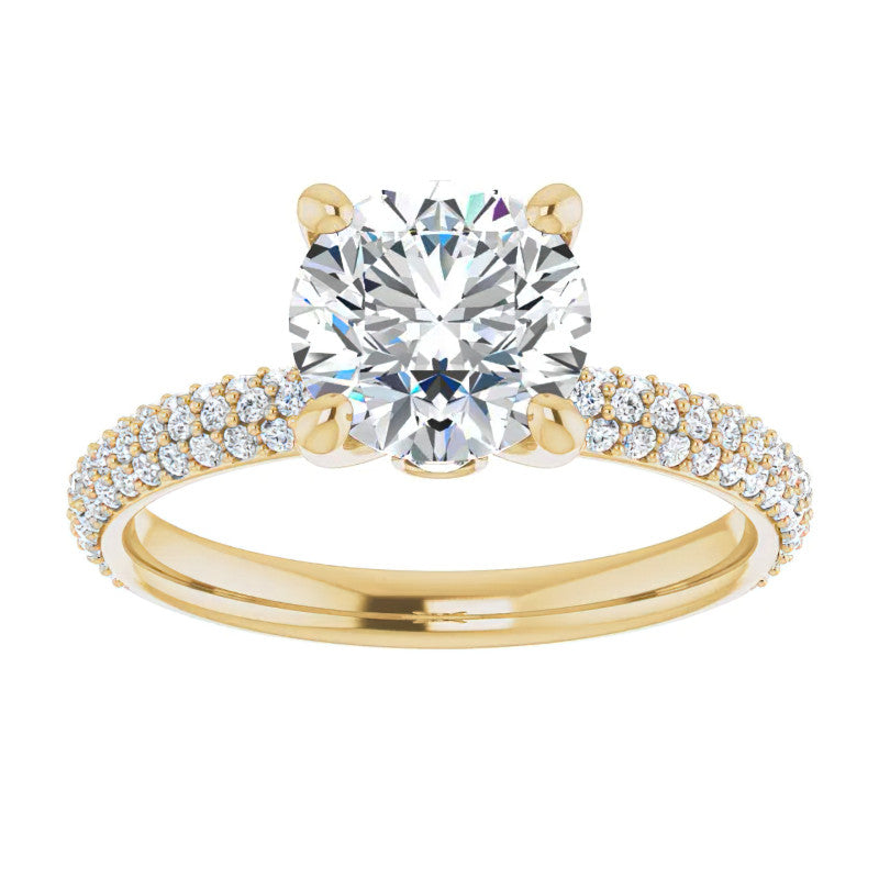 Round Pave Moissanite Engagement Ring