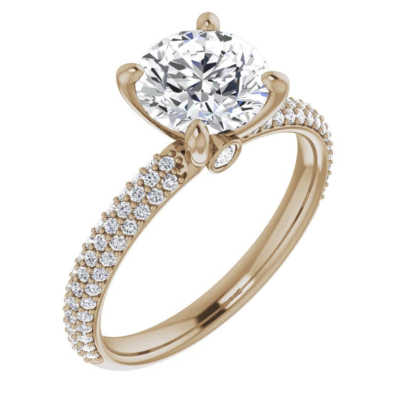 Round Pave Moissanite Engagement Ring