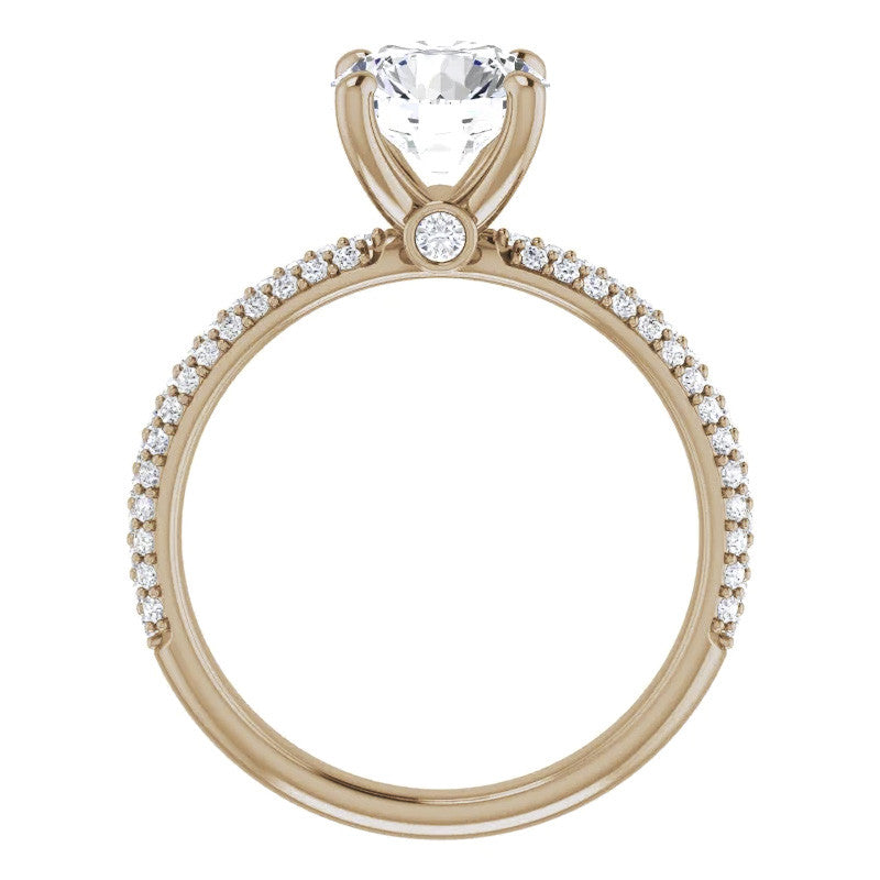 Round Pave Moissanite Engagement Ring