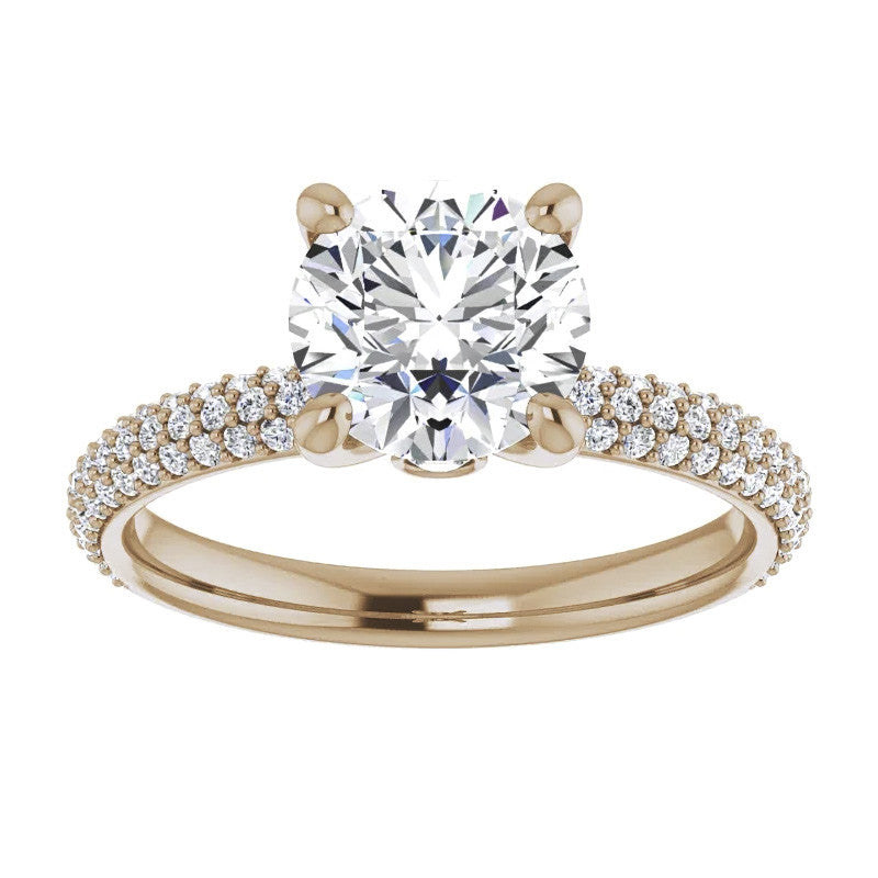Round Pave Moissanite Engagement Ring