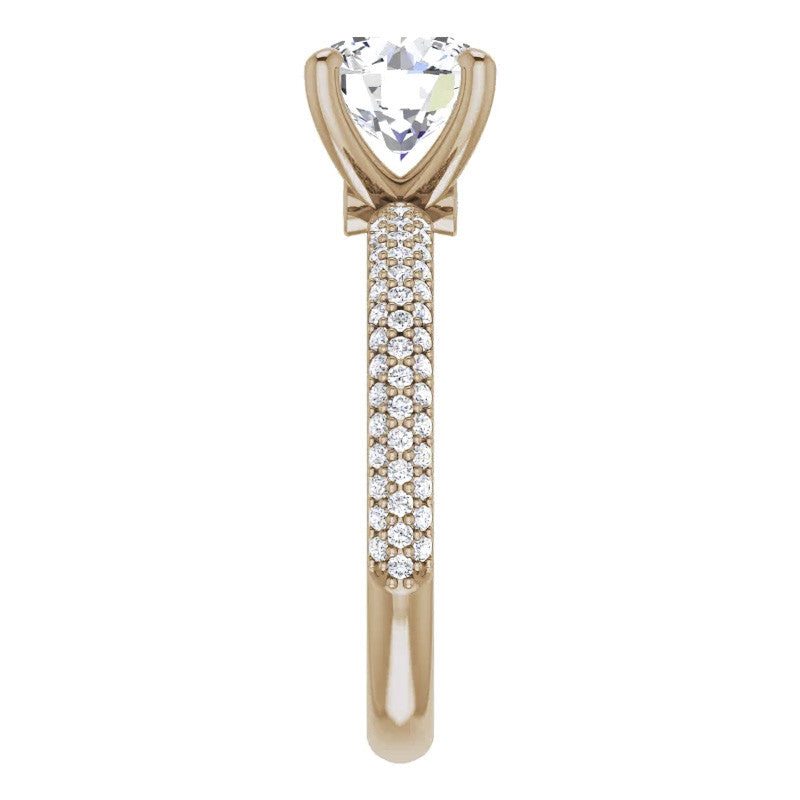 Round Pave Moissanite Engagement Ring