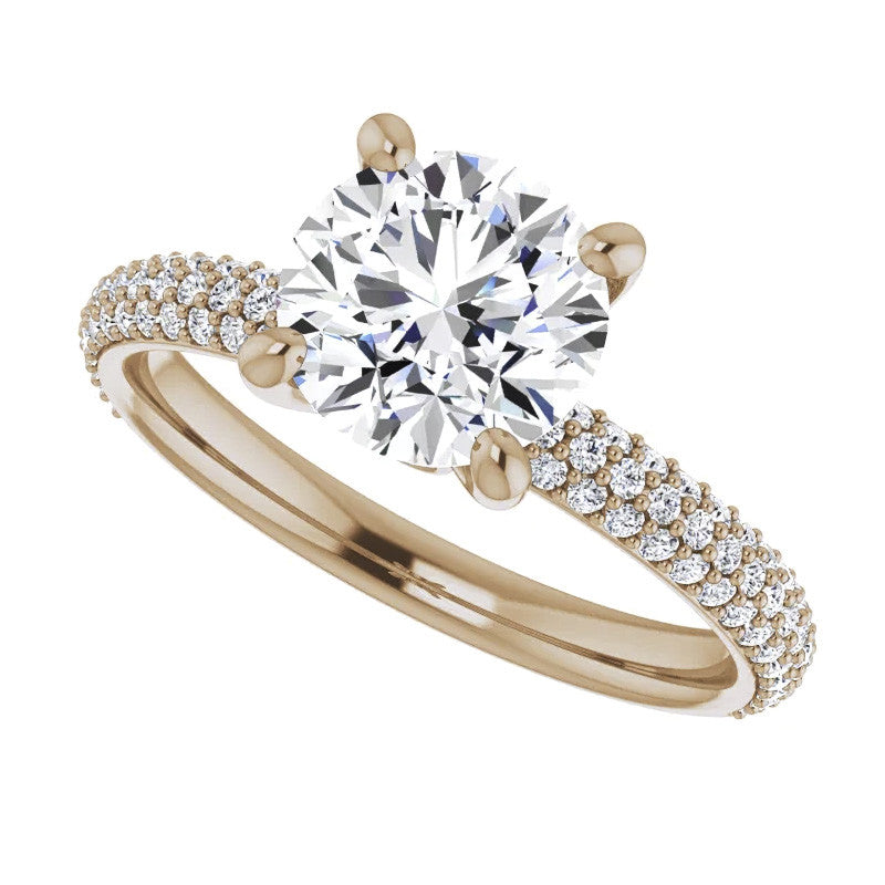 Round Pave Moissanite Engagement Ring
