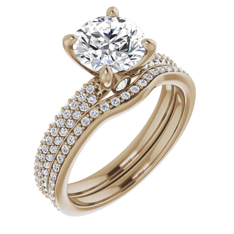 Round Pave Moissanite Engagement Ring