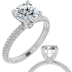 Round Pave Moissanite Engagement Ring