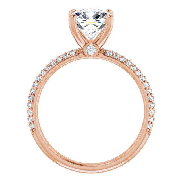 Cushion Moissanite Pave Engagement Ring