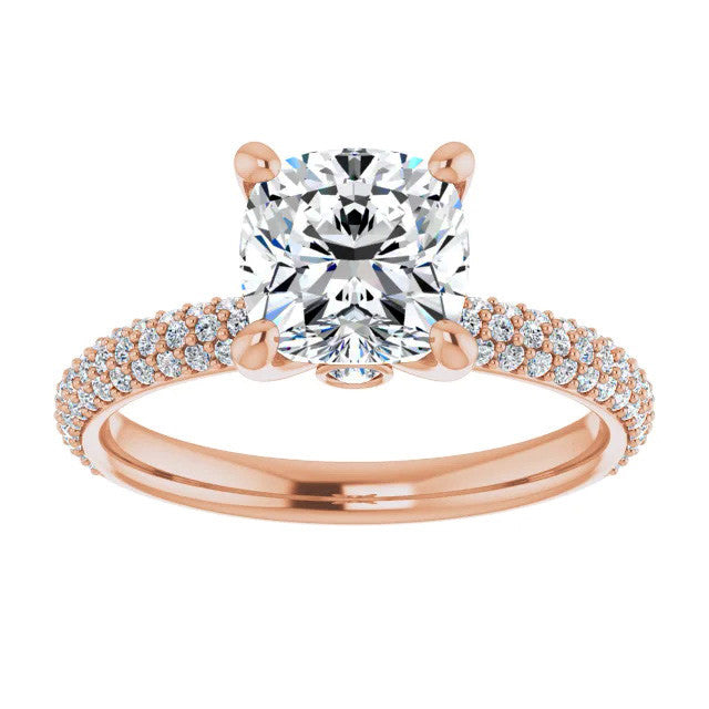 Cushion Moissanite Pave Engagement Ring