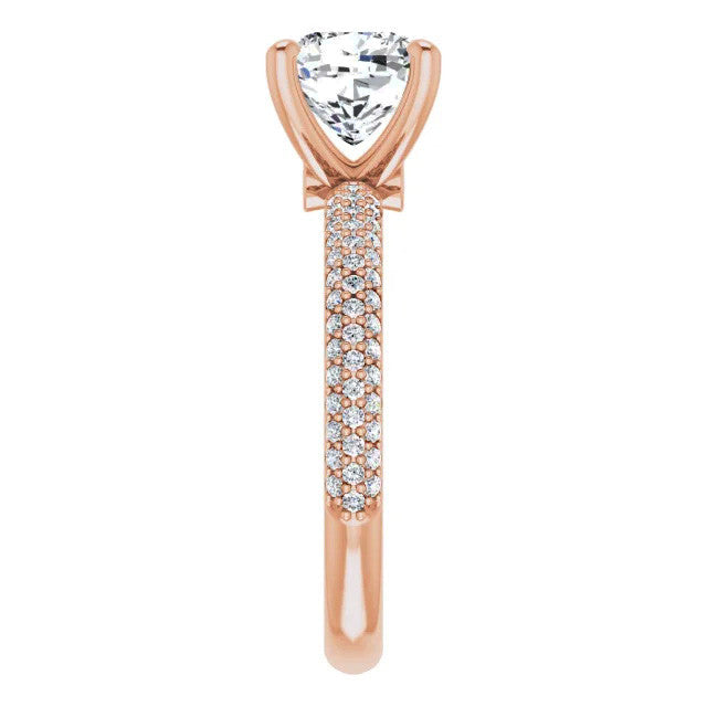 Cushion Moissanite Pave Engagement Ring