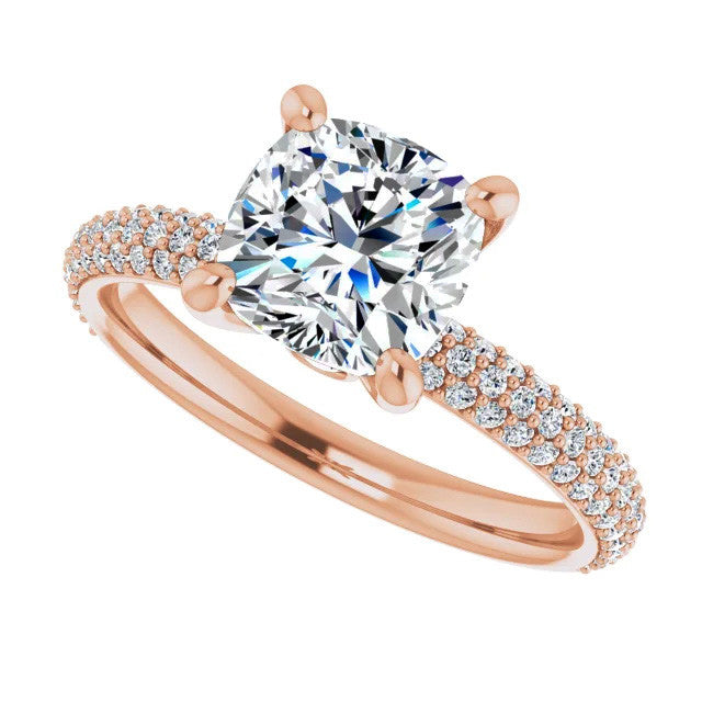 Cushion Moissanite Pave Engagement Ring