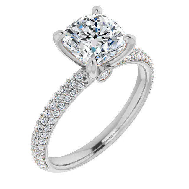 Cushion Moissanite Pave Engagement Ring