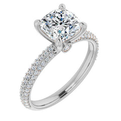 Cushion Moissanite Pave Engagement Ring